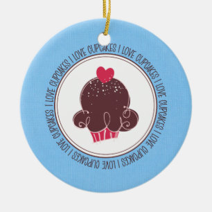 I Love Cupcakes Céramique Noël Ornements
