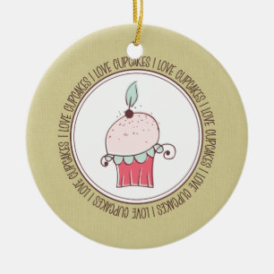 I Love Cupcakes Céramique Noël Ornements