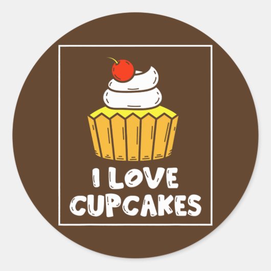 I Love Cupcakes Cute Lover Cupcake Eat Ronde Sticker (Voorkant)