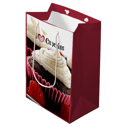 I Love Cupcakes Medium Cadeauzakje (Voorkant Gekanteld)