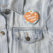 I Love Custom Sorority Name Big Heart Retro Button (In situ)
