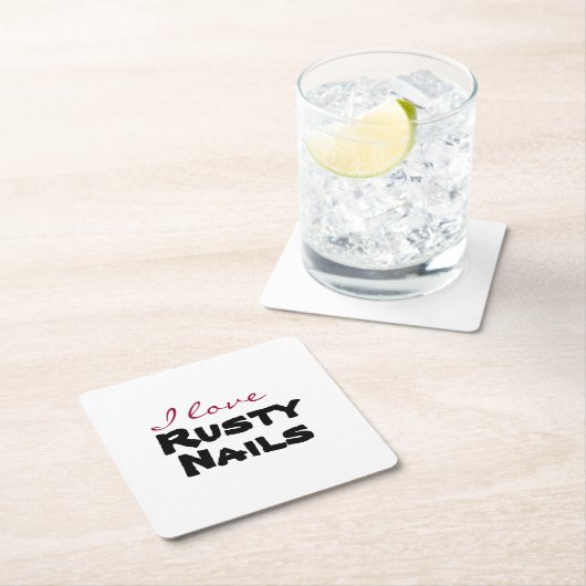 I love [customize] vierkante kartonnen onderzetter (Insitu)