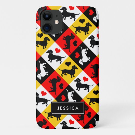 I Love Dachshunds Cute Doxie Pattern Case-Mate iPhone Case (Achterkant)