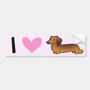 I Love Dachshunds (longhaire) Bumpersticker