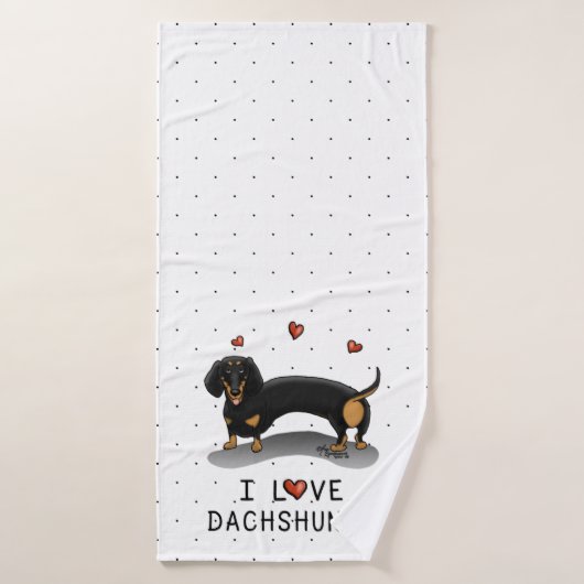 I Love Dachshunds (noir et bronze) Mignonne chien (Serviette de bain)