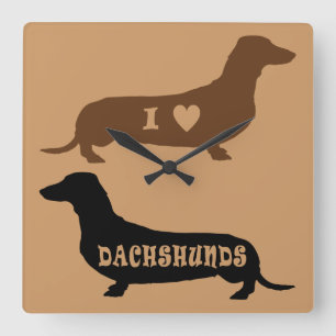 I Love Dachshunds Vierkante Klok