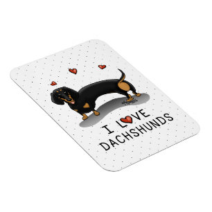 I Love Dachshunds (zwart en tan) Cute dog Magneet