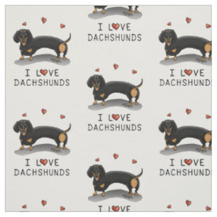 I Love Dachshunds (zwart en tan) Cute dog Stof