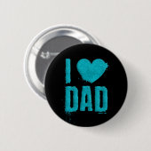 I Love Dad Teal Glitter Typography | Pin Button (Voorkant /achterkant)