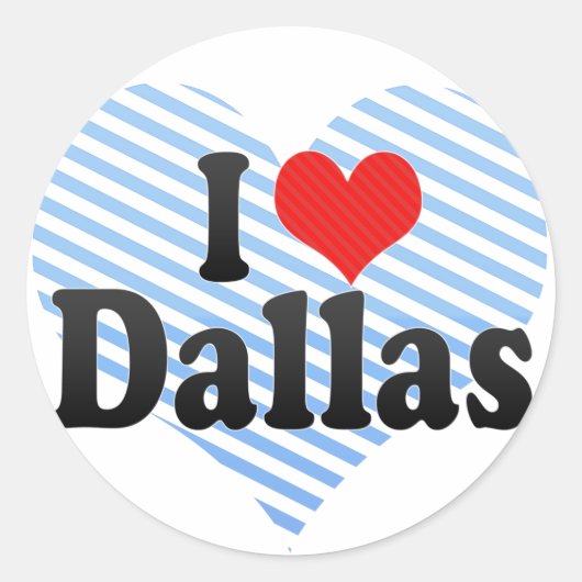 I Love Dallas Ronde Sticker (Voorkant)