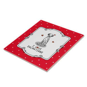 I Love Dalmatians (black 1) Hearts Fun Tegeltje