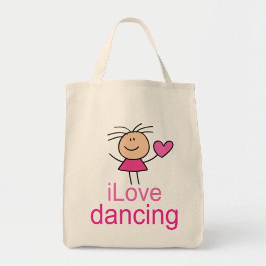 I Love Dancing Stick Figuur Canvas Canvas tas (Voorkant)
