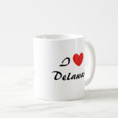 I Love Delaware Heart Typography Coffee Mug (Devant droit)