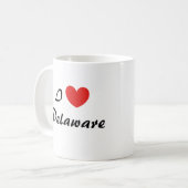 I Love Delaware Heart Typography Coffee Mug (Devant gauche)