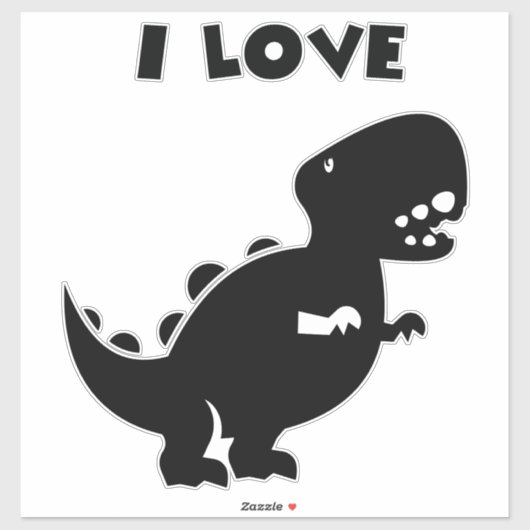 I Love Dinosaurs tyrannosaurus rex Silhouette Art Sticker (Vel)