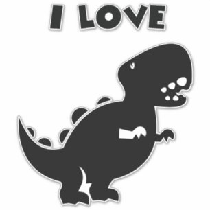 I Love Dinosaurs tyrannosaurus rex Silhouette Art Sticker