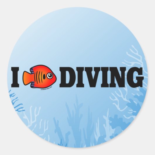 I Love Diving Ronde Sticker (Voorkant)
