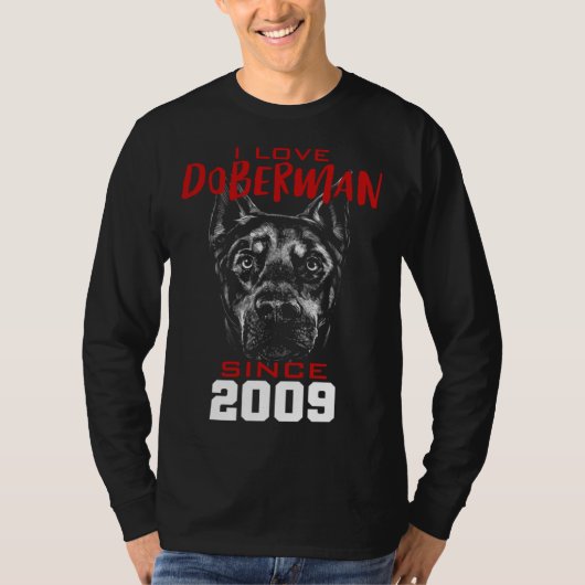 I love doberman since 2009 t-shirt (Voorkant)