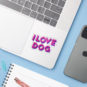 I Love Dog Sticker (Laptop met iPhone)