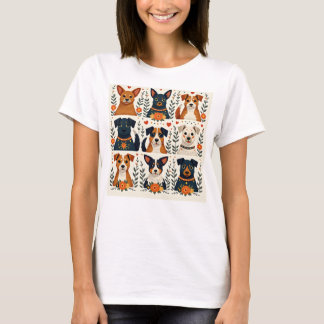 I Love Dogs - Folk Art 3x3 stijl T-shirt