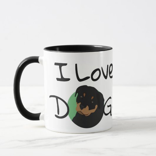 I Love Dogs Rottweiler Heart Mok (Links)