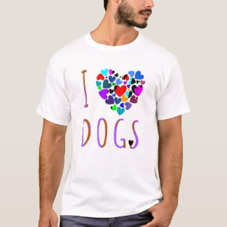 I Love Dogs T Shirt Heart Design Puppies Hondencad
