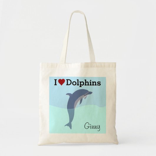 I Love Dolphins Canvas tas (Voorkant)