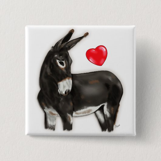 I Love Donkeys Demure Donkey Vierkante Button 5,1 Cm (Voorkant)