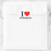 I Love Donkeys Ronde Sticker (Tas)