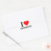 I Love Donkeys Ronde Sticker (Envelop)