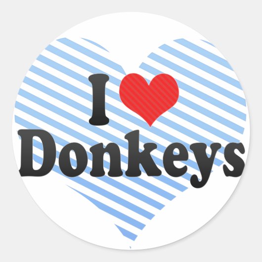 I Love Donkeys Ronde Sticker (Voorkant)
