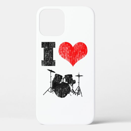I Love Drums Distress Case-Mate iPhone Case (Achterkant)