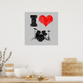 I Love Drums Distress Poster (Keuken)