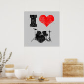 I Love Drums Distress Poster (Keuken)