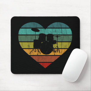 I Love Drums Retro Heart Muismat