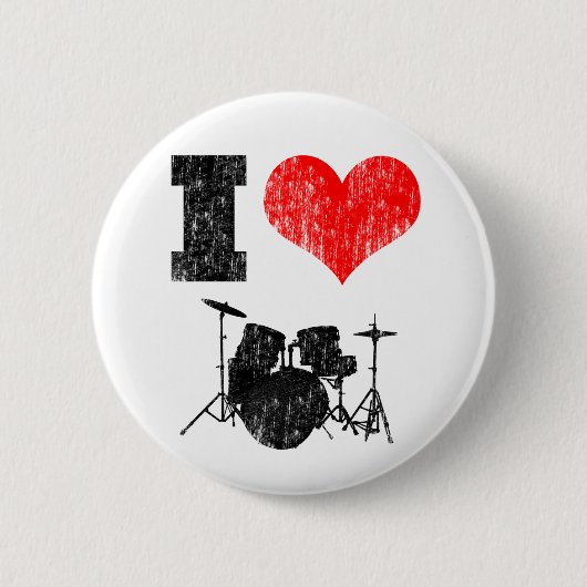 I Love Drums Ronde Button 5,7 Cm (Voorkant)