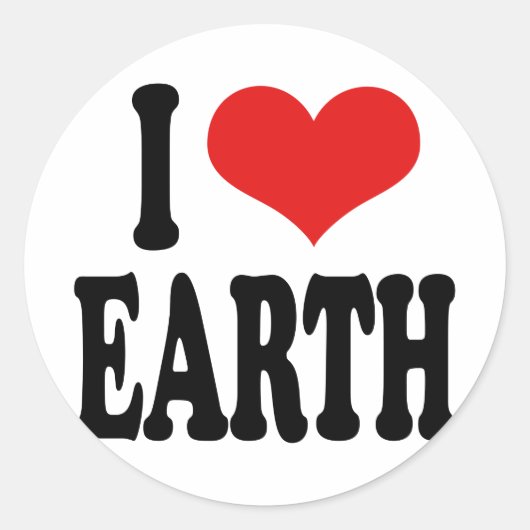 I Love Earth Ronde Sticker (Voorkant)