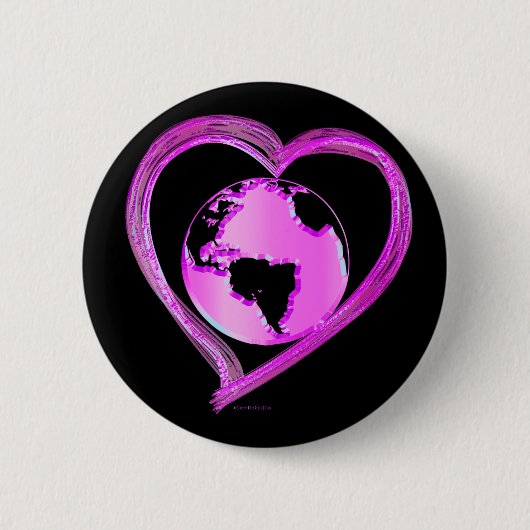 I LOVE EARTH (Roze) serie Ronde Button 5,7 Cm (Voorkant)
