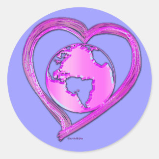 I LOVE EARTH (Roze) serie Ronde Sticker