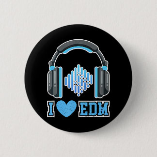 I Love EDM feesten en festivals DJ Headphones Ronde Button 5,7 Cm