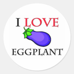 I Love Eggplant Ronde Sticker