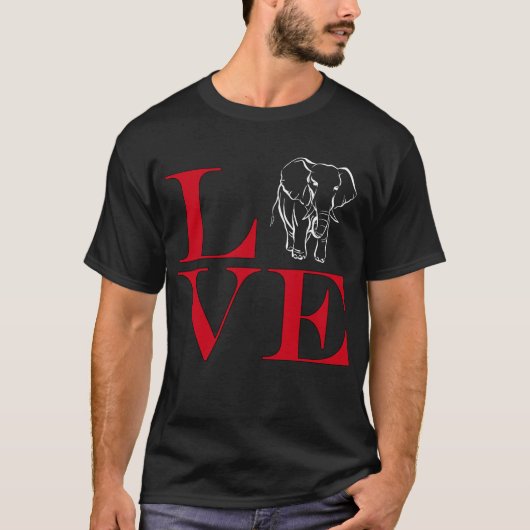 I Love Elephants - Donkerkleurig T-shirt (Voorkant)