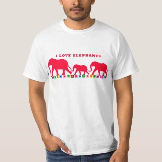 I Love Elephants (Red) T-shirt (Voorkant)