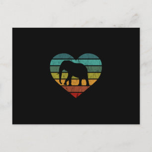I Love Elephants Retro Heart Briefkaart