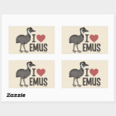 I Love Emus Rechthoekige Sticker (Vel)