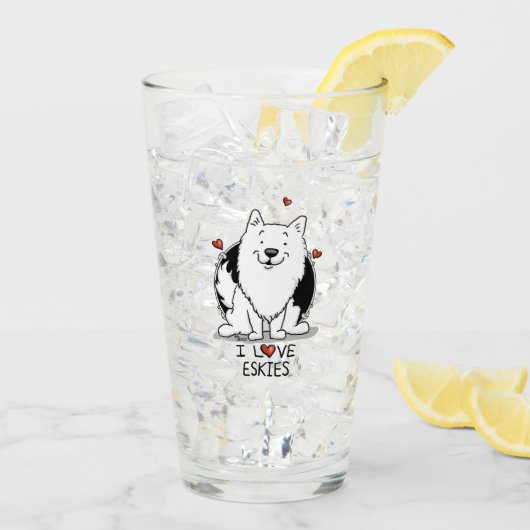 I Love Eskies (I Love American Eskimo Dogs) - Cute Glas (Achterkant ijs)