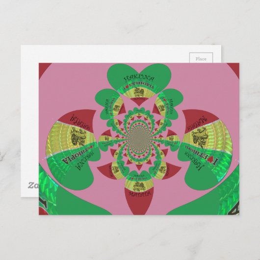 I Love Ethiopia Kaleidoscope - Oprechte Rasta-kuns Briefkaart (Voorkant / Achterkant)