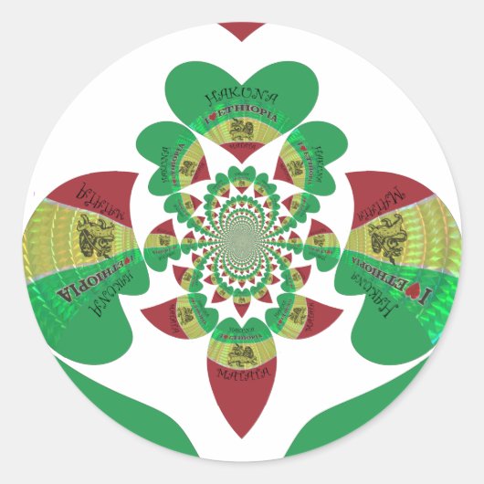 I Love Ethiopia Kaleidoscope - Oprechte Rasta-kuns Ronde Sticker (Voorkant)