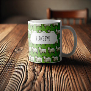 I Love Ewe Kudde Wollen Schapen Pixel Art Patroon Koffiemok