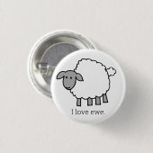 I Love Ewe Sheep Button (Voorkant /achterkant)